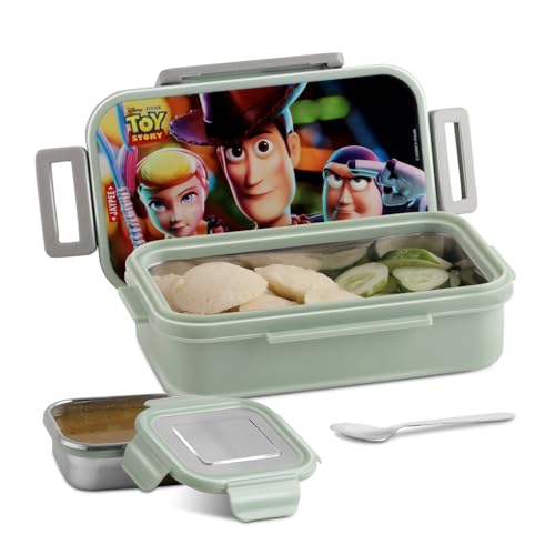 JAYPEE Maxteel Jr Disney Toystory Stainless Steel Insulated Lunch Box for School Kids|Airtight Leakproof Tiffin Box|Food Grade|BPA Free, 620+150 ml, Green|B0FJMJMRG5