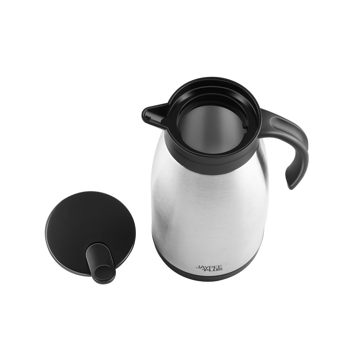 Jaypee Plus Elegant ISI Certified Stainless Steel Insulated Carafe 1000ml Kettle for Hot Tea, Coffee,Double Wall Heat & Cold Retention Cordless Easy Carry for Kitchen, Office,Outdoor,Restaurant,Silver