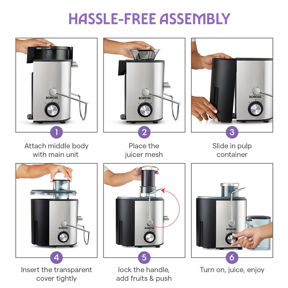 Borosil Primus Juicer | Made in India | Centrifugal Juicing Technology | Juice Collecting Jar | 2 Speed Controls | Overheat Protection | 1 Year Warranty