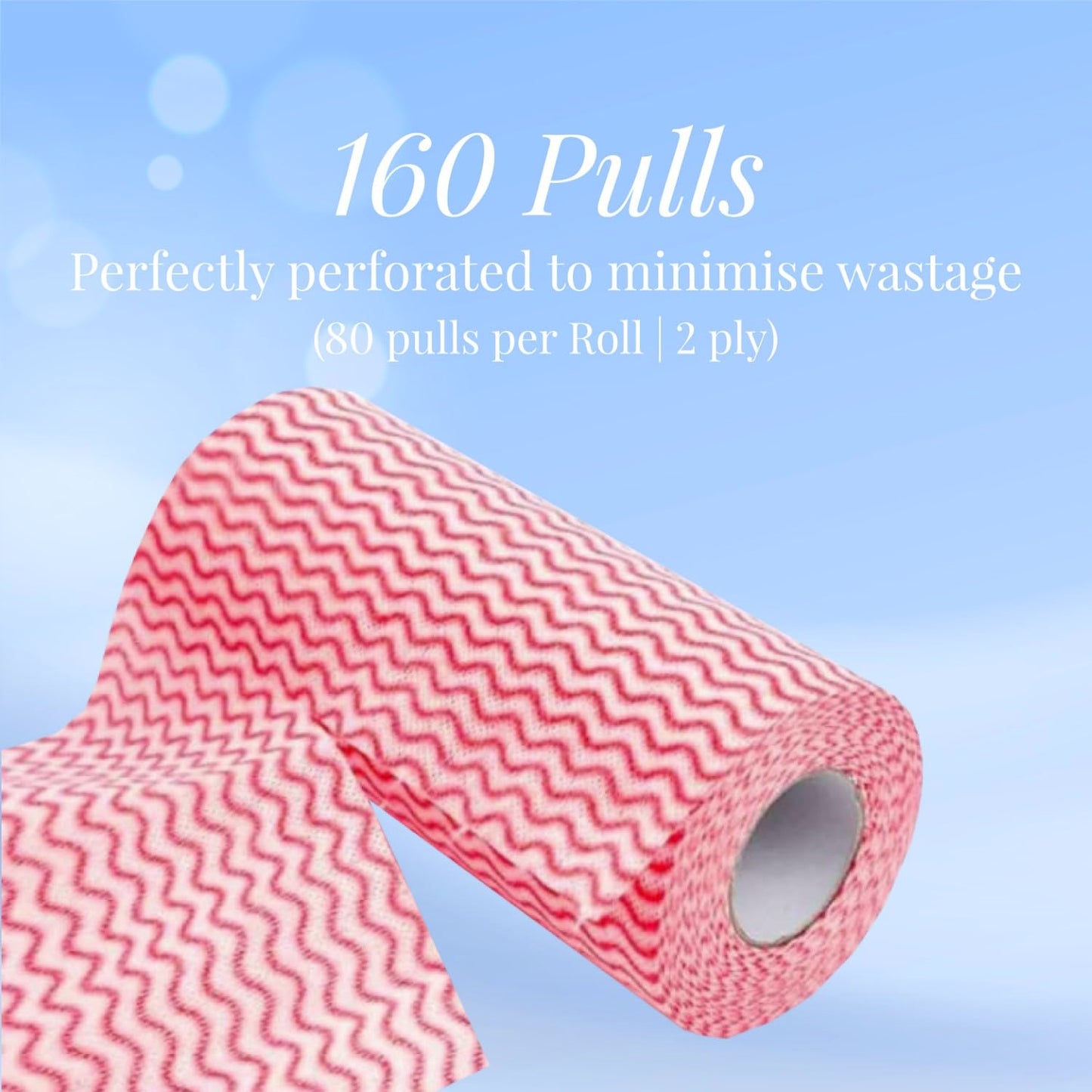 Origami Non Woven Reusable & Washable Kitchen Towel Roll | Ultra Absorbent, Antimicrobial & Anti Odour Wipes for Spotless Cleaning | Quick Dry Multi Purpose Tissues (80 Wipes Per Roll, 160 Sheets)