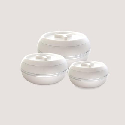 JAYPEE Teen Bhoj Inner Stainless Steel Casserole Set of 3|Lockable Lid|BPA Free|Roti Box|Easy to Carry|Food Grade| Rust Free Casserole for roti 1200,1500,2500 ml| Best for Gifting Purpose,Super White|B078H9VTN2