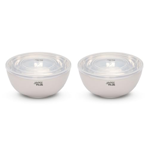 Jaypee Plus Stainless Steel Mixing & Serving Bowl Set of 2 with Lid,Rustproof,Microwave Safe,1500 ml, Orange|B0CRZ74WR6