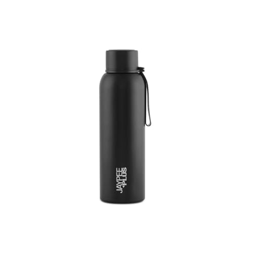 Jaypee Plus Beetle 900 Stainless Steel Double Wall Thermosteel 850 ml Water Bottle ISI Certified Vacuum Insulated 24 hr Hot and Cold Water Bottle Anti Skid Leakproof Bottle Office, Gym,Trekking,Black|B0GVHYG8H6