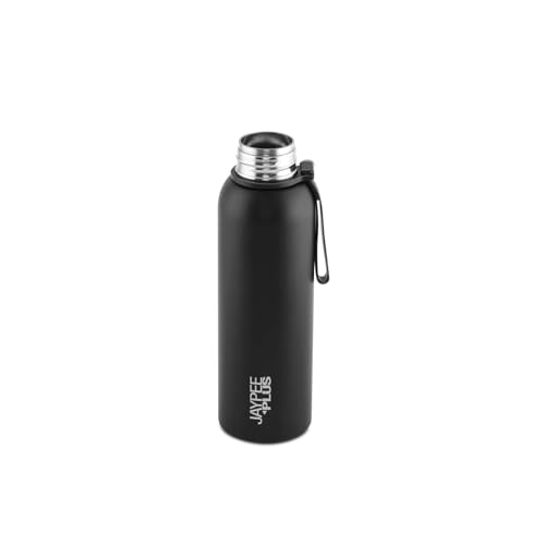 Jaypee Plus Beetle 900 Stainless Steel Double Wall Thermosteel 850 ml Water Bottle ISI Certified Vacuum Insulated 24 hr Hot and Cold Water Bottle Anti Skid Leakproof Bottle Office, Gym,Trekking,Black|B0GVHYG8H6