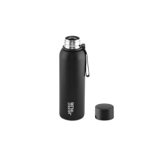 Jaypee Plus Beetle 900 Stainless Steel Double Wall Thermosteel 850 ml Water Bottle ISI Certified Vacuum Insulated 24 hr Hot and Cold Water Bottle Anti Skid Leakproof Bottle Office, Gym,Trekking,Black|B0GVHYG8H6