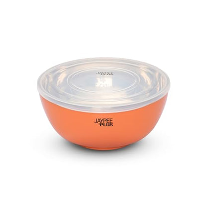 Jaypee Plus Stainless Steel Mixing & Serving Bowl Set of 2 with Lid,Rustproof,Microwave Safe,1500 ml, Orange|B0CRZ74WR6