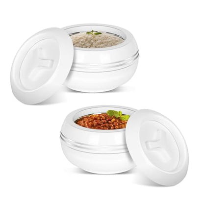 JAYPEE Palazio 1200 Inner Stainless Steel Casserole Pu Insulated Lockable Lid Food Grade Rustproof Hotbox for Kitchen Hot Pot for Rice Stackable Ideal for Gifting Capacity 1200 ml, White|B0FQV2W76J