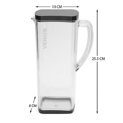 Jaypee Plus Venus Unbreakable Water Jug 1.65 Litre Easy Pour Spout & Strong Handle |Wide Mouth BPA Free Food Grade Transparent Multipurpose Jug for Milk, Juice, Beverage, Lassi, Cocktail, Black|B07H32Z1MR