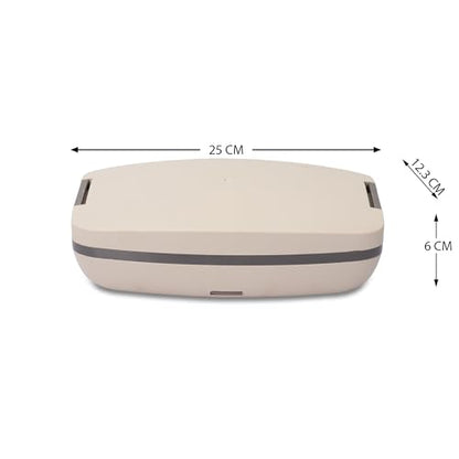 Jaypee Plus Hotpot Electric Lunch Box with 2 Removable Stainless Steel Containers 250 ml x2 with Power Cord |Air Vent on Lid |Leakproof Silicon Seal|LED Indicator |Shockproof | Beige|B0CX8X1BPX