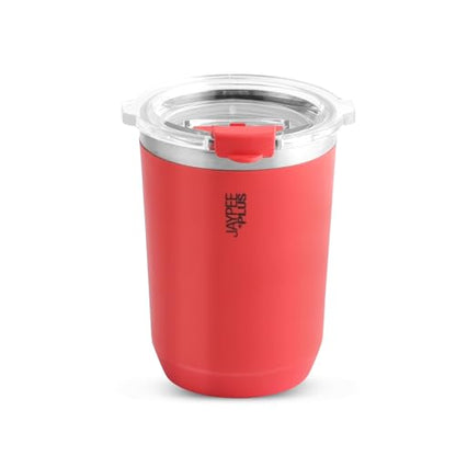 Jaypee Plus Myn Stainless Steel Insulated Coffee Mug Hot & Cold Spillproof Handy Sipper Travel Mug Suitable for Car, Tumbler Bottle, Vacuum Insulation Tea Cup, Matte Finish Non Slip, 300 ml, Red|B0G2XRH7P2