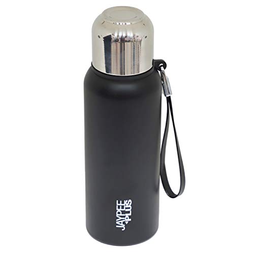 Jaypee Plus Quebec 304 Stainless Steel Double Wall Thermosteel Vaccum Insulated 24 Hours Hot and Cold Water Bottle |Leakproof Flask|Ideal for School, Office & Travel - 820 ml, (Black)|B08B1M7K6V