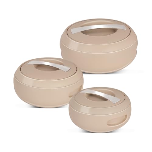 JAYPEE Gourmet Inner Stainless Steel Casserole Set of 3 with Lockable Lid,(1000+1500+2000 ml), BPA Free Insulated Casserole Set |Food Grade Serving Set |Ideal for Chapati,Warm & Fresh Food,Coffee|B0CBCGGQR1