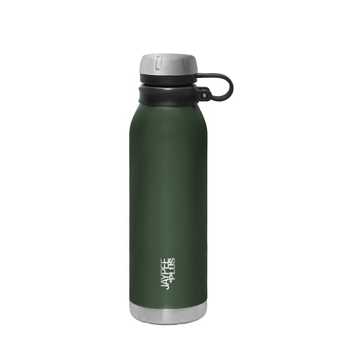 Jaypee Plus Charlie Stainless Steel Water Bottle,Long Hours Hot and Cold Water Bottle| Leak Proof | Office Bottle | Gym Bottle | Hiking | Trekking | Travel Bottle 750 ml, Black|B0CV5R59PR