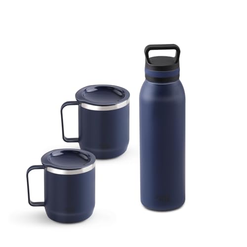 Jaypee Plus Gravitas Insulated Vacuum Stainless Steel Flask with Cup 620 ml Gift Set 2 Drinking Cup 250 ml Spilproof Mug with Non Slip Base & Airtight Lid Diwali Festival Gift Set, Green|B0FTZ527BP