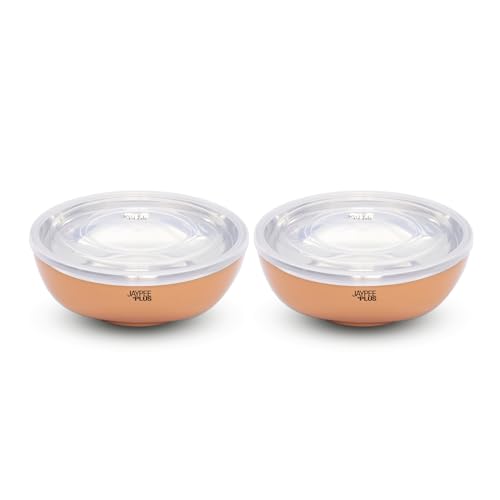 Jaypee Plus Stainless Steel Mixing & Serving Bowl Set of 2 with Lid,Rustproof,Microwave Safe,1500 ml, Orange|B0CRZ74WR6