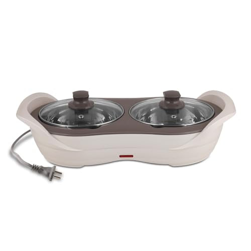Jaypee Plus 1150 ml +1150 ml Stainless Steel Electric Casserole Set | Shockproof, Rustproof | 2 in 1 Electric Bowl for Food Warmer & Buffet Server - (White)|B0837PKWCK