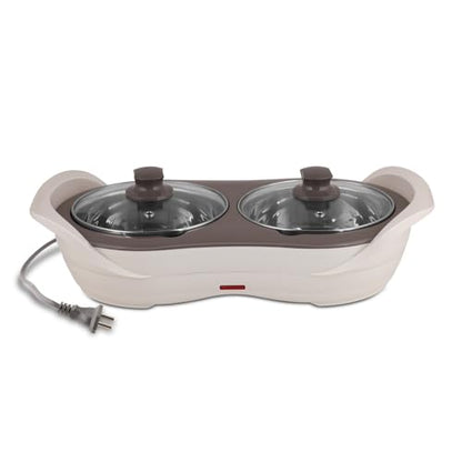 Jaypee Plus 1150 ml +1150 ml Stainless Steel Electric Casserole Set | Shockproof, Rustproof | 2 in 1 Electric Bowl for Food Warmer & Buffet Server - (White)|B0837PKWCK