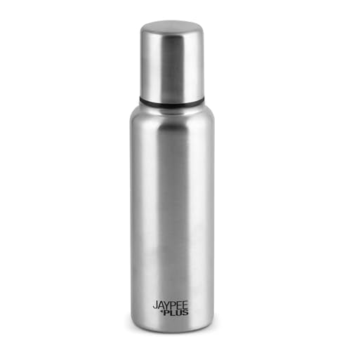 Jaypee Plus EzyPour Stainless Steel Oil Dispenser Bottle with Lid | Loose Cap Oil Bottle Spillproof Pourer & Drizzler| Food Grade Oil can for Kitchen, Silver, Set of 1 | 1000 ml|B0C6LX469X