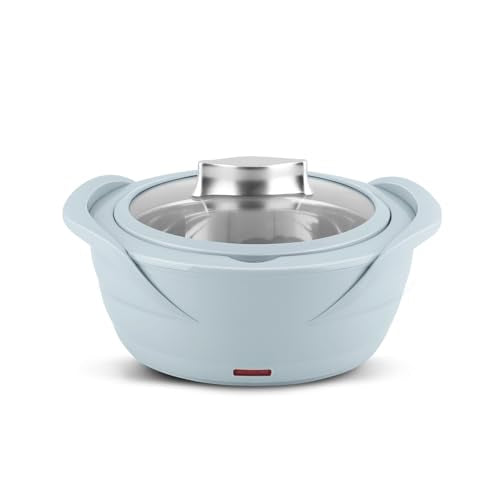 Jaypee Plus Power Serve Inner Stainless Steel Electric Casserole with Glass Lid, 1500 ml, Removable Steel Bowl for Easy Cleaning |Food Grade Serving Set |Ideal For Serving Warm Dish, White|B09MTV2QKB
