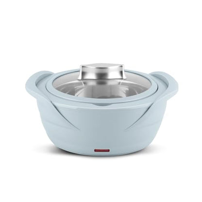 Jaypee Plus Power Serve Inner Stainless Steel Electric Casserole with Glass Lid, 1500 ml, Removable Steel Bowl for Easy Cleaning |Food Grade Serving Set |Ideal For Serving Warm Dish, White|B09MTV2QKB