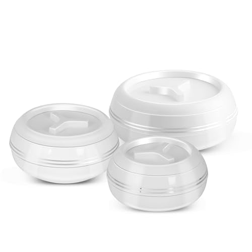 JAYPEE Teen Bhoj Inner Stainless Steel Casserole Set of 3|Lockable Lid|BPA Free|Roti Box|Easy to Carry|Food Grade| Rust Free Casserole for roti 1200,1500,2500 ml| Best for Gifting Purpose,Super White|B078H9VTN2