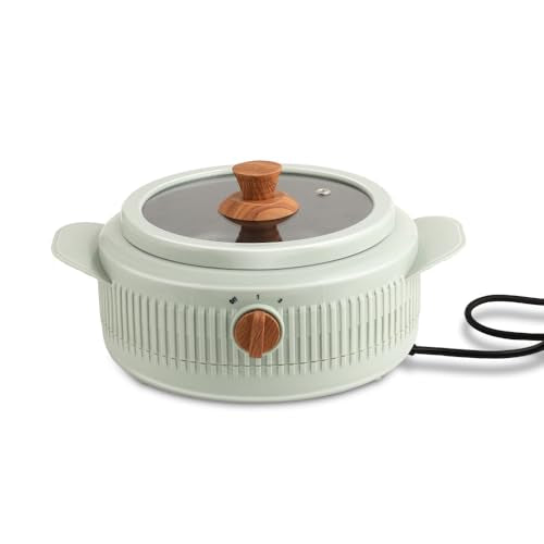 Jaypee Plus Electric CookSmart Casserole with Teflon NonStick Coating Bowl for Reheating & Cooking, Serving Casserole Wooden Finish Lid & Regulator Knob Toughened Glass Lid, 1500 ml, Blue
