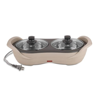 Jaypee Plus 1150 ml +1150 ml Stainless Steel Electric Casserole Set | Shockproof, Rustproof | 2 in 1 Electric Bowl for Food Warmer & Buffet Server - (White)|B0837PKWCK