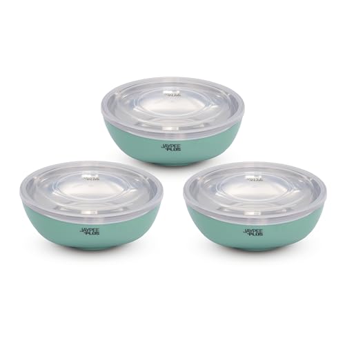 Jaypee Plus Stainless Steel Mixing & Serving Bowl Set of 2 with Lid,Rustproof,Microwave Safe,1500 ml, Orange|B0CRZ74WR6