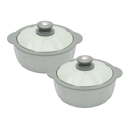 JAYPEE HOTFEAST Inner Stainless Steel Casserole Twin Set of 2, 800ml, BPA Free Insulated casserole Set |Sabji Container|Small Chapati Box |Food Grade Serving Set, Green|B0CDSDNL73