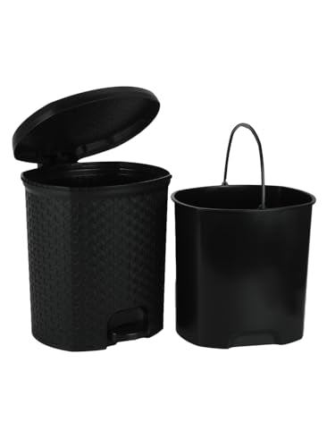 Jaypee Plus Dispose all Dustbin with Removable Plastic Bucket | Garbage Bin Trash Can Pedal Waste Bin |Square Shape Dustbin For Home, Kitchen, Bathroom, Office, 8 Litre, Black|B071HD7K4R