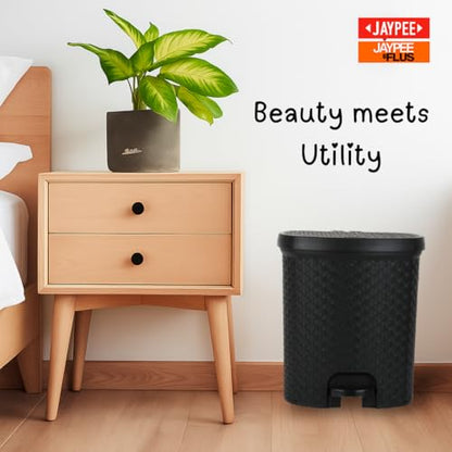 Jaypee Plus Dispose all Dustbin with Removable Plastic Bucket | Garbage Bin Trash Can Pedal Waste Bin |Square Shape Dustbin For Home, Kitchen, Bathroom, Office, 8 Litre, Black|B071HD7K4R
