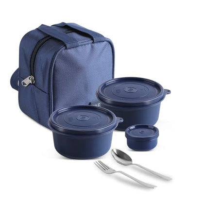 Jaypee Plus Homely 1190 ml Stainless Steel Office Lunch Box | BPA Free & Microwave Safe | 3 Spillproof Airtight Containers | Includes Spoon, Fork & Insulated Bag | Ideal for College & School (Black)|B0DDY67NFW