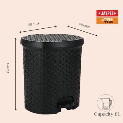 Jaypee Plus Dispose all Dustbin with Removable Plastic Bucket | Garbage Bin Trash Can Pedal Waste Bin |Square Shape Dustbin For Home, Kitchen, Bathroom, Office, 8 Litre, Black|B071HD7K4R