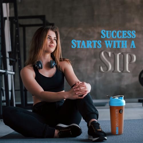 Jaypee Plus Max Shaker with blending ball |Protein Shaker for Gym |Gym Bottle |Shaker bottles | Travel shaker 700 ml, Grey Blue|B078H2LSWW