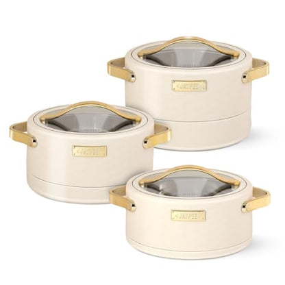 JAYPEE Luxura Klass Set Inner Steel Serving Painted Casserole Set Of 3 Toughened Glass Lid Advanced PU Insulated 100% Food Grade Lockable Hot Box Easy To Keep Roti,Pulao & More|1500,2000,2500 Ml,Green|B0DJ34J5Z5
