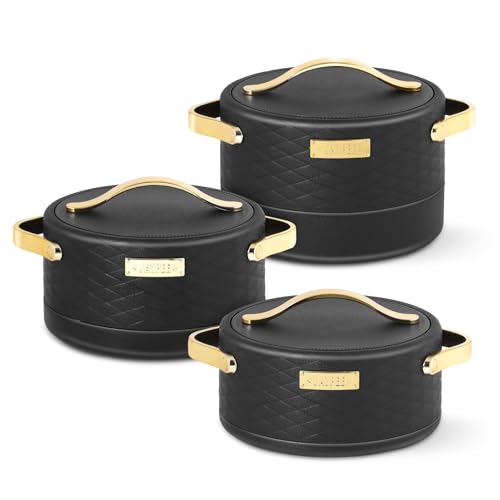JAYPEE Luxura Klass Set Inner Steel Serving Painted Casserole Set Of 3 Toughened Glass Lid Advanced PU Insulated 100% Food Grade Lockable Hot Box Easy To Keep Roti,Pulao & More|1500,2000,2500 Ml,Green|B0DJ34J5Z5