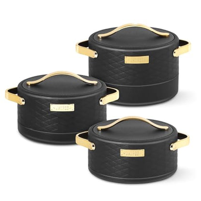 JAYPEE Luxura Klass Set Inner Steel Serving Painted Casserole Set Of 3 Toughened Glass Lid Advanced PU Insulated 100% Food Grade Lockable Hot Box Easy To Keep Roti,Pulao & More|1500,2000,2500 Ml,Green|B0DJ34J5Z5