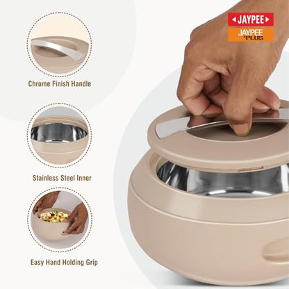 JAYPEE Gourmet Inner Stainless Steel Casserole Set of 3 with Lockable Lid,(1000+1500+2000 ml), BPA Free Insulated Casserole Set |Food Grade Serving Set |Ideal for Chapati,Warm & Fresh Food,Coffee|B0CBCGGQR1