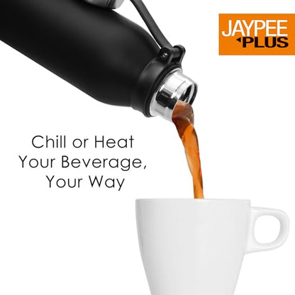 Jaypee Plus Charlie Stainless Steel Water Bottle,Long Hours Hot and Cold Water Bottle| Leak Proof | Office Bottle | Gym Bottle | Hiking | Trekking | Travel Bottle 750 ml, Black|B0CV5R59PR
