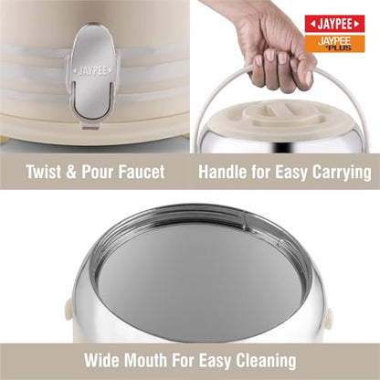 Jaypee Mr. Cool Ultra 6 Insulated Water Jug 5.68 Litre with Lockable Lid & Tap |Hot & Cold Water Storage Container |Wide Mouth BPA Free 100% Food Grade Ideal for Travel, Picnic, Home, Office, White|B0GZ3K5DDZ