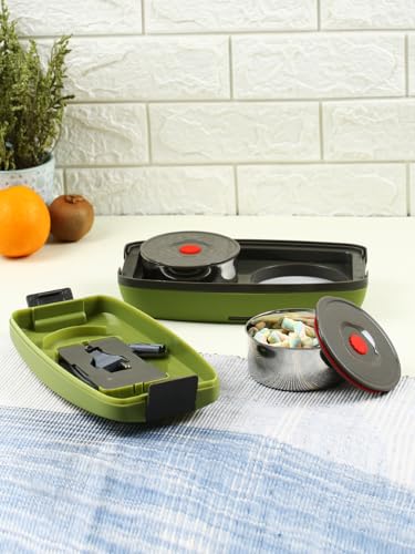 Jaypee Plus Hotpot Electric Lunch Box with 2 Removable Stainless Steel Containers 250 ml x2 with Power Cord |Air Vent on Lid |Leakproof Silicon Seal|LED Indicator |Shockproof | Beige|B0CX8X1BPX
