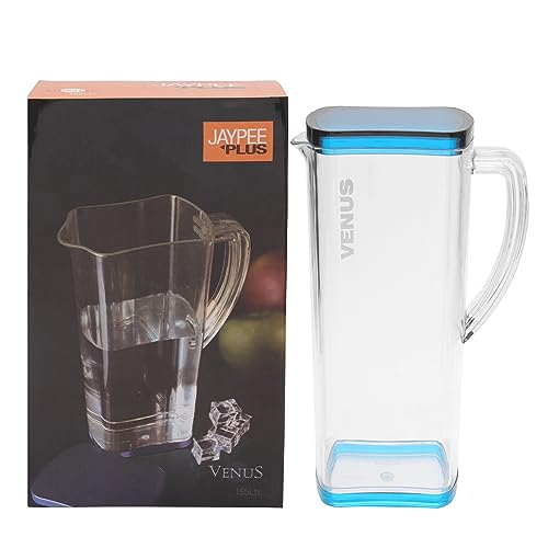 Jaypee Plus Venus Unbreakable Water Jug 1.65 Litre Easy Pour Spout & Strong Handle |Wide Mouth BPA Free Food Grade Transparent Multipurpose Jug for Milk, Juice, Beverage, Lassi, Cocktail, Black|B07H32Z1MR