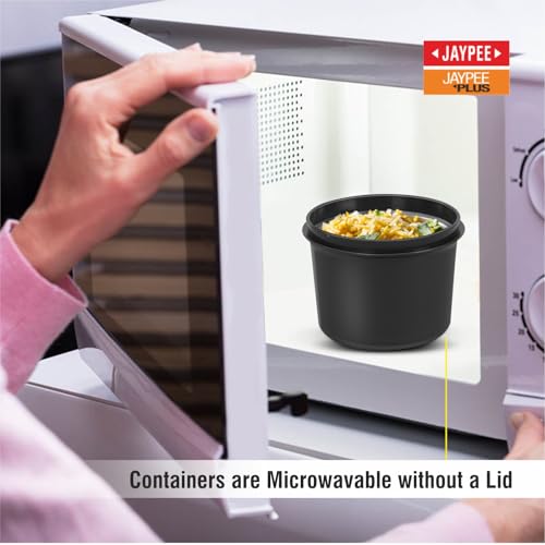 Jaypee Plus Homely 1190 ml Stainless Steel Office Lunch Box | BPA Free & Microwave Safe | 3 Spillproof Airtight Containers | Includes Spoon, Fork & Insulated Bag | Ideal for College & School (Black)|B0DDY67NFW