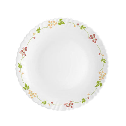 Cello Opalware Dazzle Series Secret Garden Dinner Set 35 Pieces Serving for 6 | Bone Ash-Free | Lightweight, Elegant White Plates & Bowls Set | Opal Glass Crockery Set for Daily Use Dinning & Gifting