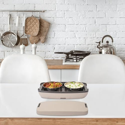 Jaypee Plus Hotpot Electric Lunch Box with 2 Removable Stainless Steel Containers 250 ml x2 with Power Cord |Air Vent on Lid |Leakproof Silicon Seal|LED Indicator |Shockproof | Beige|B0CX8X1BPX