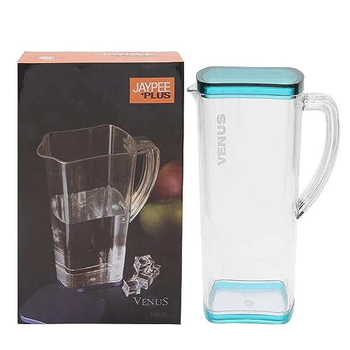 Jaypee Plus Venus Unbreakable Water Jug 1.65 Litre Easy Pour Spout & Strong Handle |Wide Mouth BPA Free Food Grade Transparent Multipurpose Jug for Milk, Juice, Beverage, Lassi, Cocktail, Black|B07H32Z1MR