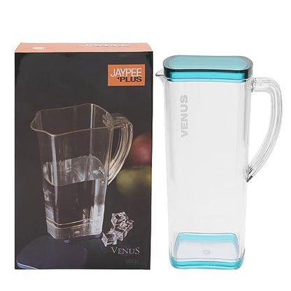 Jaypee Plus Venus Unbreakable Water Jug 1.65 Litre Easy Pour Spout & Strong Handle |Wide Mouth BPA Free Food Grade Transparent Multipurpose Jug for Milk, Juice, Beverage, Lassi, Cocktail, Black|B07H32Z1MR