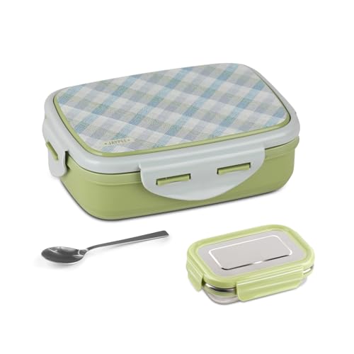 JAYPEE Ecosteel Sr. Inner Stainless Steel Insulated Lunch Box for School Kids |Airtight Leakproof Tiffin Box for Kids |Food Grade|BPA Free, 550 ml, Blue|B0F13ZPGG4