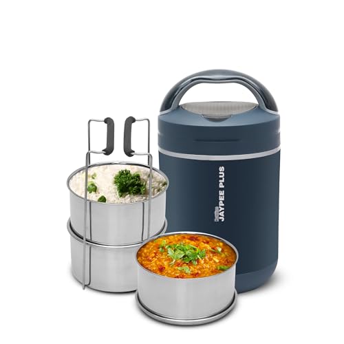 Jaypee Plus Hottline 3-320X3 ml Inner Stainless Steel |Outer Plastic Body|Electric Lunch Box for Offfice|Shockproof Design|BPA Free|Reheat Food in 30 Minutes|Convenience case for Power Cord,Black|B0727R3MGN