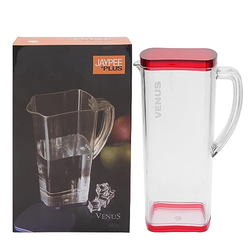 Jaypee Plus Venus Unbreakable Water Jug 1.65 Litre Easy Pour Spout & Strong Handle |Wide Mouth BPA Free Food Grade Transparent Multipurpose Jug for Milk, Juice, Beverage, Lassi, Cocktail, Black|B07H32Z1MR